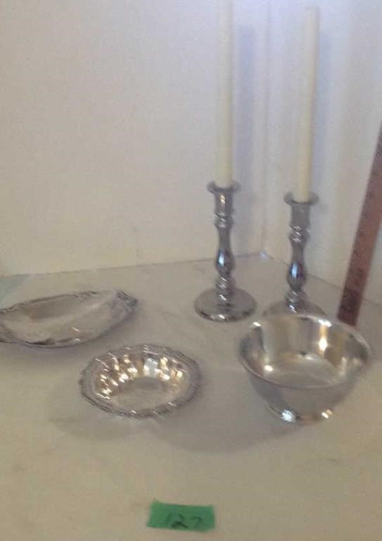 Silver bowls and candlesticks