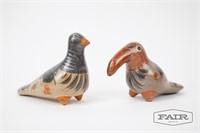 2 Mexican Hand Painted Pottery Birds