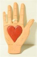 “Here I Stand Heart in Hand” carved folk art