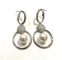 Sterling Silver Freshwater Pearl Dangle Earrings