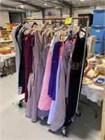 CLOTHES RACK W/ 22 FORMAL GOWNS - RACK IS