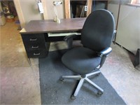An Office Suite:  Desk, Chair, Brass Lamp