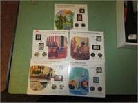 5 JFK COMMEMORATIVE STAMP AND COIN SETS