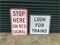 2 x Railway Warning Signs
