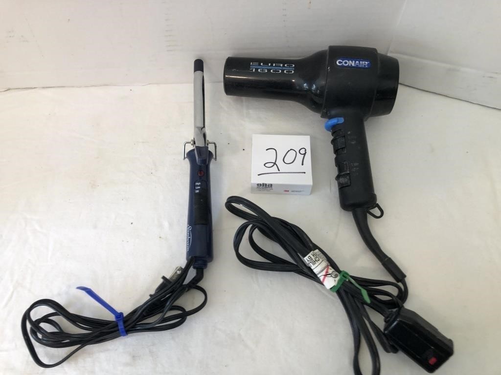 Sunbeam curling iron & Conair hair dryer, work