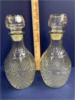 Vtg Princess House  Glass Whiskey Crown Decanters