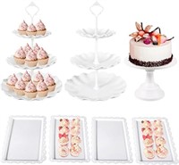 7 Pcs Dessert Table Stand Set 2 Pcs 3-Tier Plastic