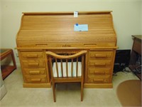 60" OAK POSTMASTERS ROLL TOP DESK