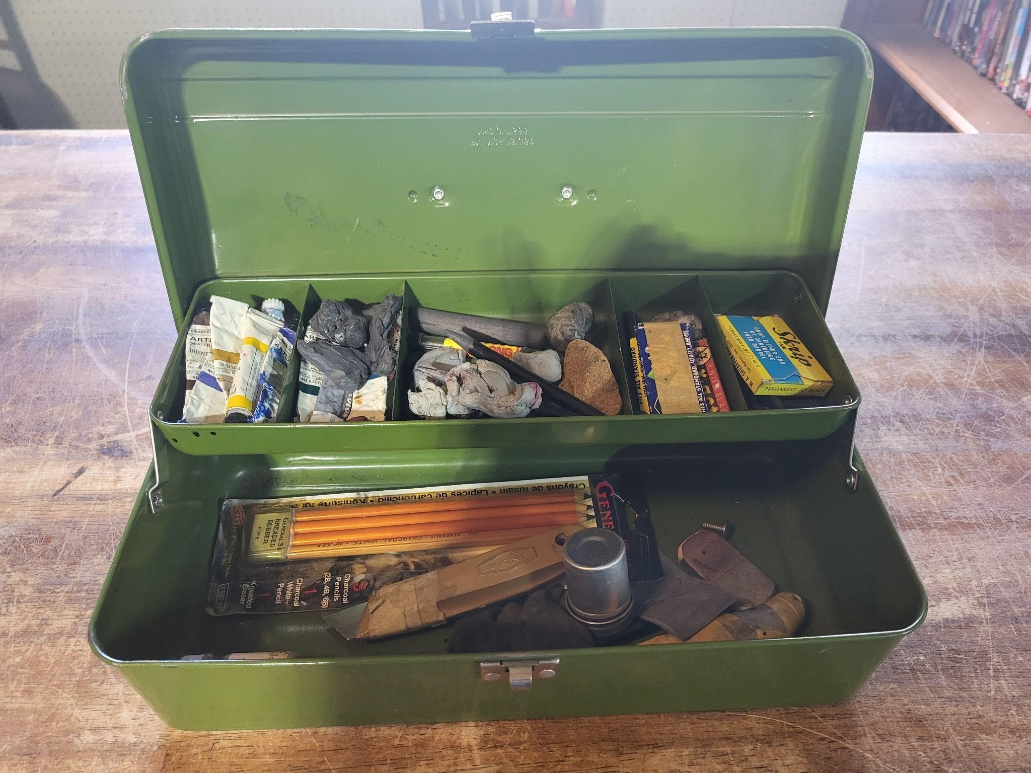 Vtg Tool box of stuff