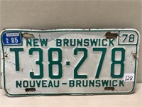 1978 NB LICENCE PLATE