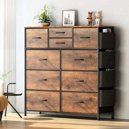 GIKPAL 10 Drawer Dresser  Chest of Drawers  Brown