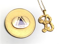 Gold Filled B Necklace & IBM Pin