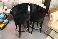 Pair of modern black velvet stools