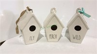 Rae Dunn ceramic birdhouse - lot of three each
