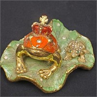 Trinket Enamel King Frog Bejeweled Jewelry Decor