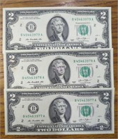 $6 Consecutive serial number uncirculated $2