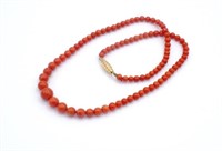 Graduated red coral bead necklace