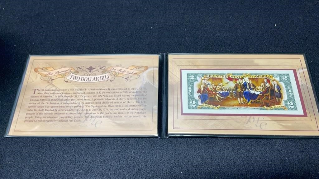 The Patriotic American Two Dollar Colored Bill