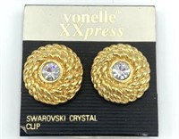 VONELLE XXPRESS SWAROVSKI Crystal Clip Earrings