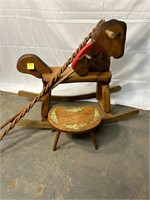 Lot of Vintage Wooden Items Rocking Horse Stool
