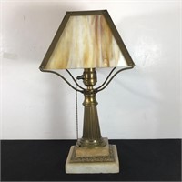 SLAG GLASS TABLE LAMP NOT WIRED