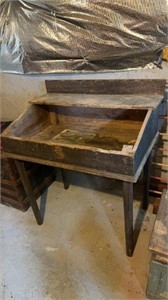 Antique wood railroad desk, missing the slant