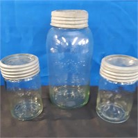 Lot of 3 Green toned Crown Jars