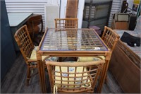 Cane Table & (4) Chairs