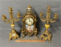 French Clock & Candelabra Garnitures Set