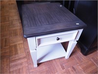 One-drawer end table with undershelf marked