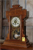Waterbury Antique Oak Kitchen Clock with Pendulum