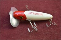 Muskee Red & White Jitterbug Side Hook Lure