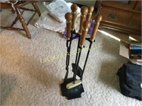fireplace tools on stand brush poker