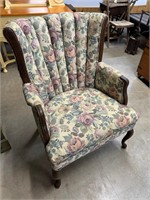 Vintage Floral Queen Ann Arm Chair