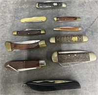 (J) Lot Of 10 Pocket Knife: Sears, Klein Tools, &