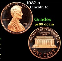 Proof 1987-s Lincoln Cent 1c Grades GEM++ Proof De