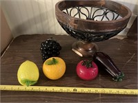 5 pcs glass fruit and bowl