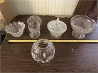 Glass candy dishes, 1 globe