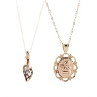 A pair of Lady's Gold Chains and Pendants