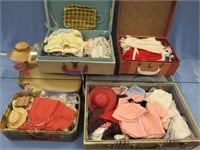 4 SUITCASES OF DOLL CLOTHING IN ASSORTED SIZES: