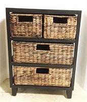 Wood Shelf with Wicker Basket Inserts
