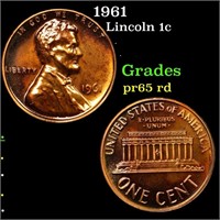 Proof 1961 Lincoln Cent 1c Grades Gem Proof Red