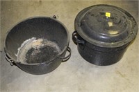 ENAMELWARE POT AND CANNER