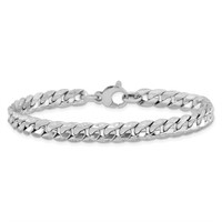 14K White Gold Fancy Curb Bracelet