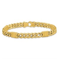 14K Polished with Design Fancy Link Men's Bracelet