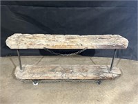 Handcrafted reclaimed wood bench