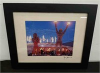 Framed Burning Man photo, signed, dated 2006