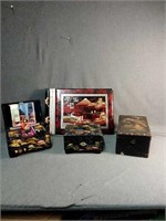 Vintage Asian inspired jewelry boxes and photo