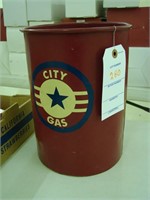 Red "City Gas" Trash Can