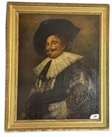Framed Antique Cavalier Portrait Oil Painting